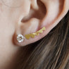 14K Gold Graduating Ear Climber Heart Earrings