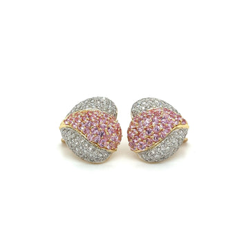 14K Gold Pink Sapphire and Diamond Heart Shaped Cluster Clip On Earrings – Assay Jewelers