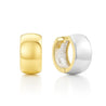 14K Gold Two Tone Thick Reversible Huggie Hoop Earrings
