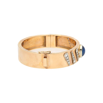 14K Rose Gold Backrach Signed Sapphire and Diamond Bangle Bracelet – Assay Jewelers