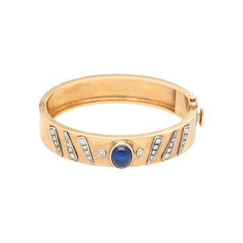 14K Rose Gold Backrach Signed Sapphire and Diamond Bangle Bracelet – Assay Jewelers