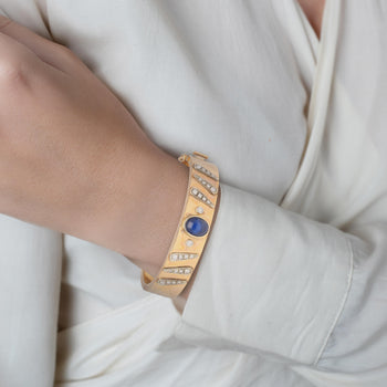 14K Rose Gold Backrach Signed Sapphire and Diamond Bangle Bracelet – Assay Jewelers