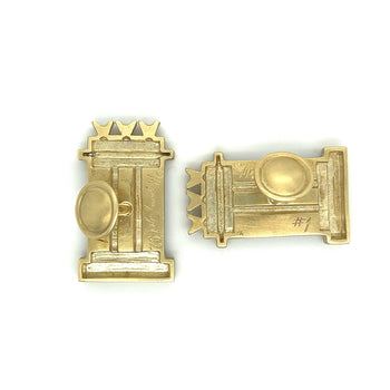 14K Solid Brushed Gold Signed Mignon Faget signed Cuff Links – Assay Jewelers