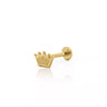 14K Solid Gold Crown Cartilage Single Stud Earring