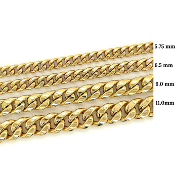 14K Solid Gold Miami Cuban link Chain 8 Inches 5.75-13.5 MM – Assay Jewelers