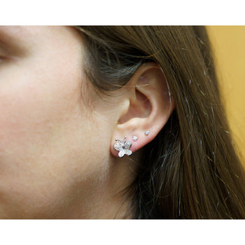 14K Solid White Gold Natural Diamond Cluster Butterfly Stud Earring – Assay Jewelers