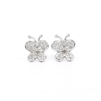 14K Solid White Gold Natural Diamond Cluster Butterfly Stud Earring – Assay Jewelers