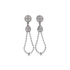 14K White Gold Diamond Halo Forming Circle Hang Drop Earrings