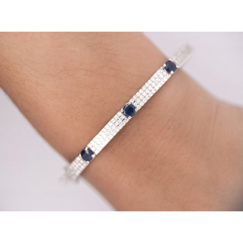 14K White Gold Diamond and Blue Sapphire Pave Bangle Bracelet – Assay Jewelers