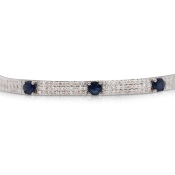 14K White Gold Diamond and Blue Sapphire Pave Bangle Bracelet – Assay Jewelers