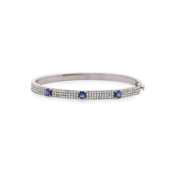 14K White Gold Diamond and Blue Sapphire Pave Bangle Bracelet – Assay Jewelers