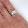 14K White Gold Double Row Diamond Band With Brushed Matte Finish Center