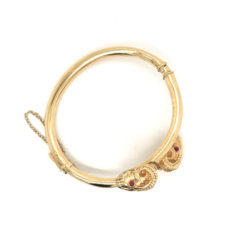 14K Yellow Gold Double Rams Head Bangle Bracelet – Assay Jewelers