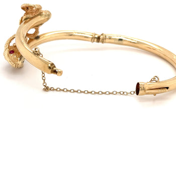 14K Yellow Gold Double Rams Head Bangle Bracelet – Assay Jewelers