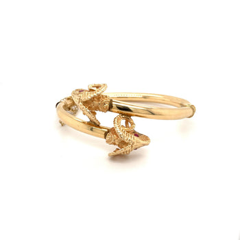 14K Yellow Gold Double Rams Head Bangle Bracelet – Assay Jewelers