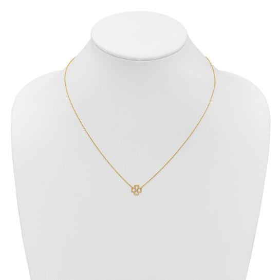 14K Yellow Gold Four Heart Clover Pendant Necklace