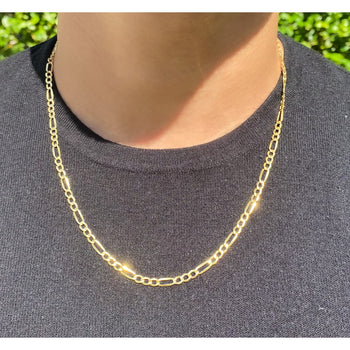 14K Yellow Gold Gold Figaro Chain Men's Necklace 19.5-24 Inches – Assay Jewelers
