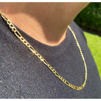 14K Yellow Gold Gold Figaro Chain Men's Necklace 19.5-24 Inches – Assay Jewelers