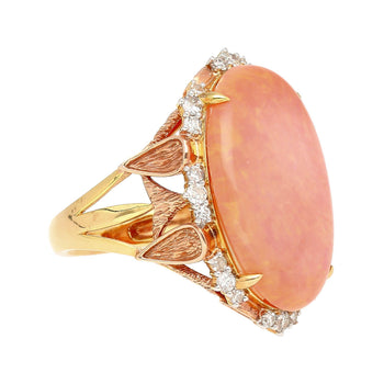 14.24 Carat Pink Opal & Diamond 18K Gold Floral Cocktail Ring – Assay Jewelers