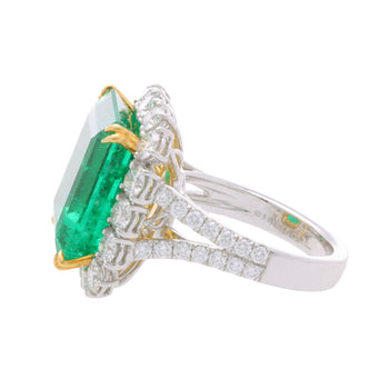 14.36 Carat Colombian Emerald AGL/GRS Certified & Diamond 18K Gold Cocktail Ring – Assay Jewelers