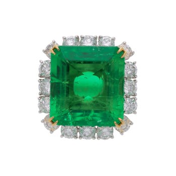 14.36 Carat Colombian Emerald AGL/GRS Certified & Diamond 18K Gold Cocktail Ring – Assay Jewelers