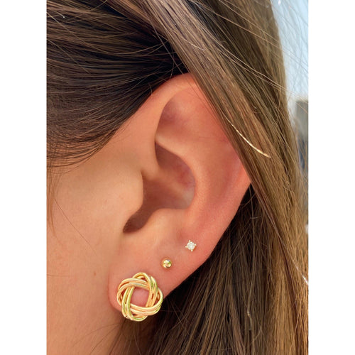 14k Solid Gold Knot Stud Earrings