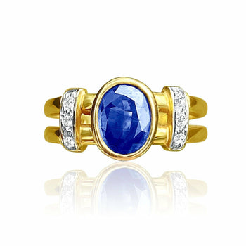14k Solid Gold Split Shank Oval Cut Blue Sapphire Ring – Assay Jewelers
