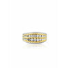 14k Weiß- und Gelbgold gestreifter Herren-Diamant-Cluster-Ring