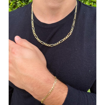 14k Yellow Gold Figaro Chain Bracelet 8 Inches, 4MM – Assay Jewelers