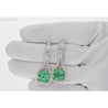 15 Carat Colombian Minor Oil Emerald & Diamond Dangle Earrings in 18K White Gold