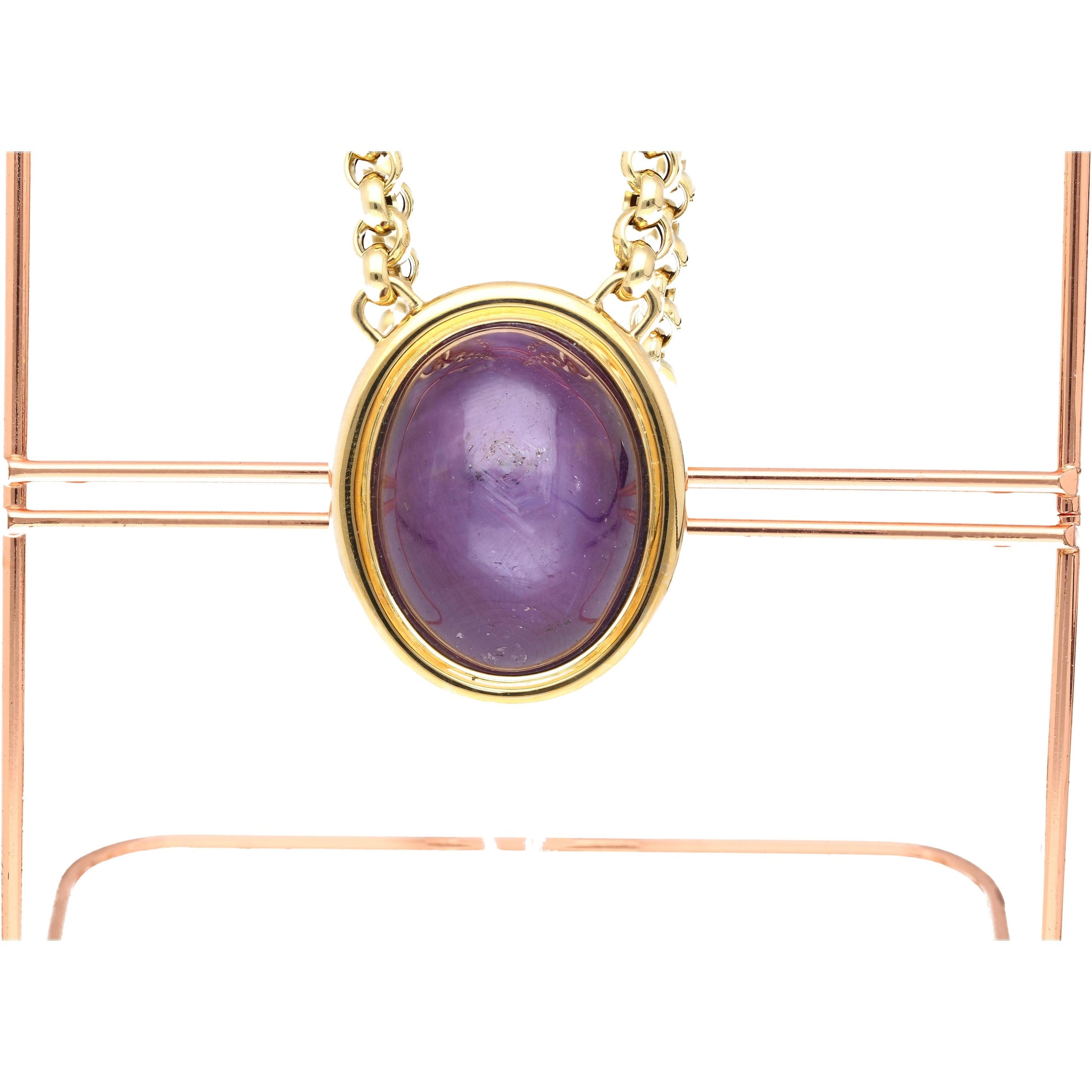 155.48 Carat No-Heat Purple Star Sapphire 18K Gold Bezel Pendant Necklace