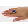 15.46 Carat Oval Cut Fine Tanzanite and Diamond Halo Ring in 18k White Gold With Split Shank Setting