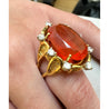 15.53 Carat Vintage Mexican Opal Diamond 18K Gold Split Shank Ring