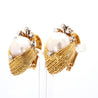 15mm Mabe Pearl & Diamond 14K Gold Retro Era Lever Back Earrings