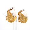15mm Mabe Pearl & Diamond 14K Gold Retro Era Lever Back Earrings