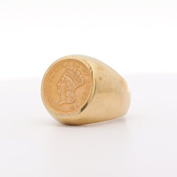 1856 Lady Liberty 1 Dollar Coin in 10K Gold Bezel Unisex Signet Ring – Assay Jewelers