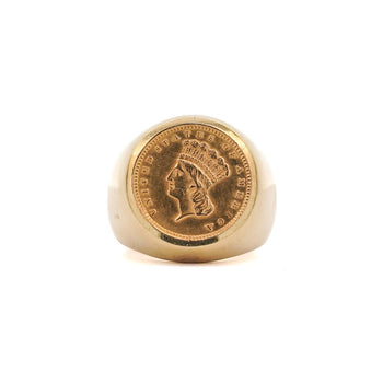1856 Lady Liberty 1 Dollar Coin in 10K Gold Bezel Unisex Signet Ring – Assay Jewelers