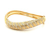 18K Gold Curved Bangle Bracelet With Round Cut Diamonds