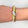 18K Gold Hammered Finish Diamond Pave Bangle Bracelet