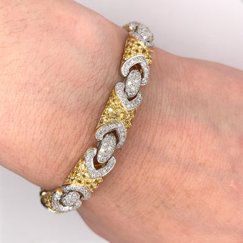 18K Gold Pave Set 2 Tone Round Cut Natural Diamond and Yellow Sapphire Bracelet – Assay Jewelers