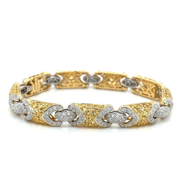18K Gold Pave Set 2 Tone Round Cut Natural Diamond and Yellow Sapphire Bracelet – Assay Jewelers