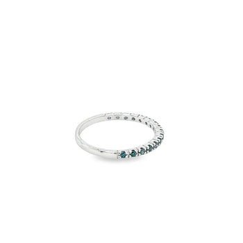 18K Solid White Gold Blue Round Cut Diamond Band Ring – Assay Jewelers