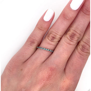 18K Solid White Gold Blue Round Cut Diamond Band Ring – Assay Jewelers