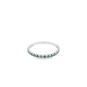 18K Solid White Gold Blue Round Cut Diamond Band Ring – Assay Jewelers