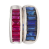 18K Solid White Gold Channel Set Baguette Cut Blue Sapphire Band Ring