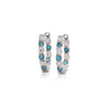 18K White Gold 0.50 CT Blue & White Diamond Inside Out Huggie Hoop Earrings