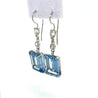 18K White Gold Emerald Cut Spinel & Diamond Drop Earrings