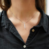 18K White Gold Lab Grown Diamond Graduated Single Line Pendant Necklace