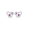 18K White Gold Ruby and Diamond Butterfly Outline Stud Earrings