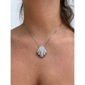 18K White Gold and Diamond Pave Sea Shell Pendant Necklace – Assay Jewelers